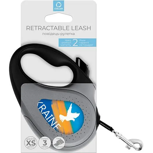 Повідець-рулетка для собак Waudog R-leash Прапор, світловідбиваючий, XS, до 12 кг, 3 м, чорний - фото 3
