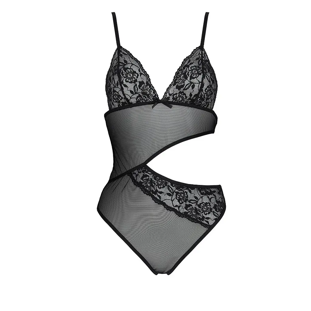 Боді з ажурним ліфом Passion CHRISTA BODY S/M, black - фото 3