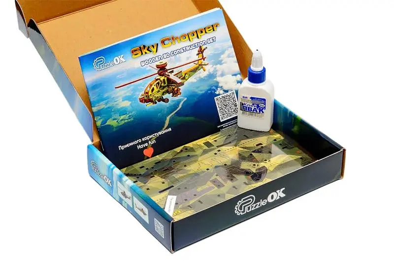 Конструктор Puz-00954 Sky Chopper, дерев'яний PuzzleOk - фото 2