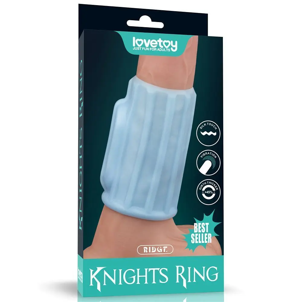 Вібронасадка на член Lovetoy Vibrating Spiral Knights Ring, 10 см (блакитний) - фото 5