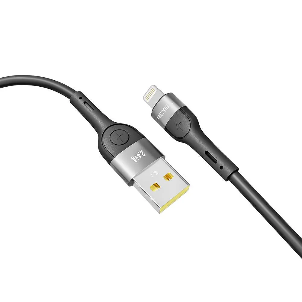 Кабель для подзарядки USB Ridea RC-XS51 X-Silicone USB-Lightning 12W 5V/2.4A 2 м Черный - фото 4