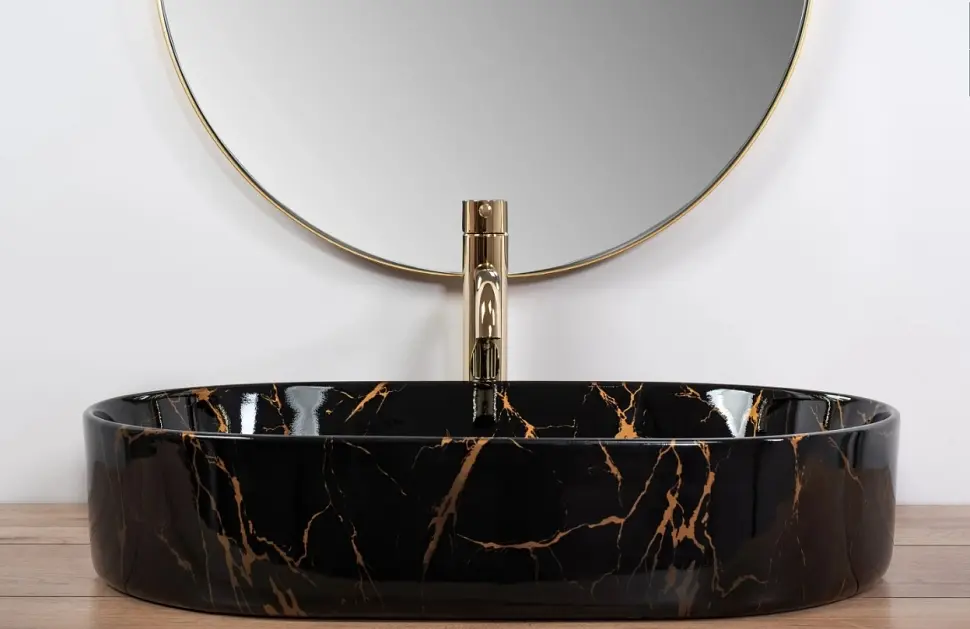 Умивальник Rea Nadia 61x38,5 black marble shiny (REA-U0539), Глянцева - фото 5