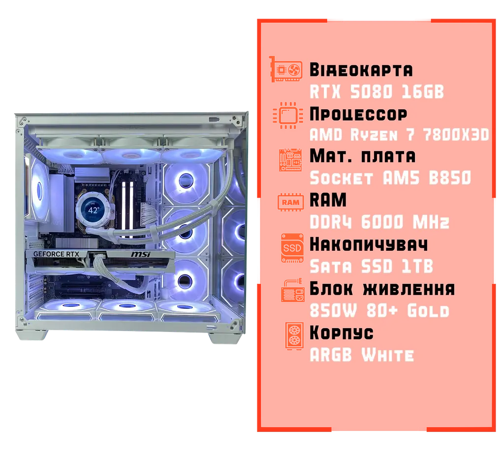 Ігровий ПК Master (RTX 5080 16GB / Ryzen 7 7800X3D / 32GB DDR5 / SSD 1TB) - фото 2
