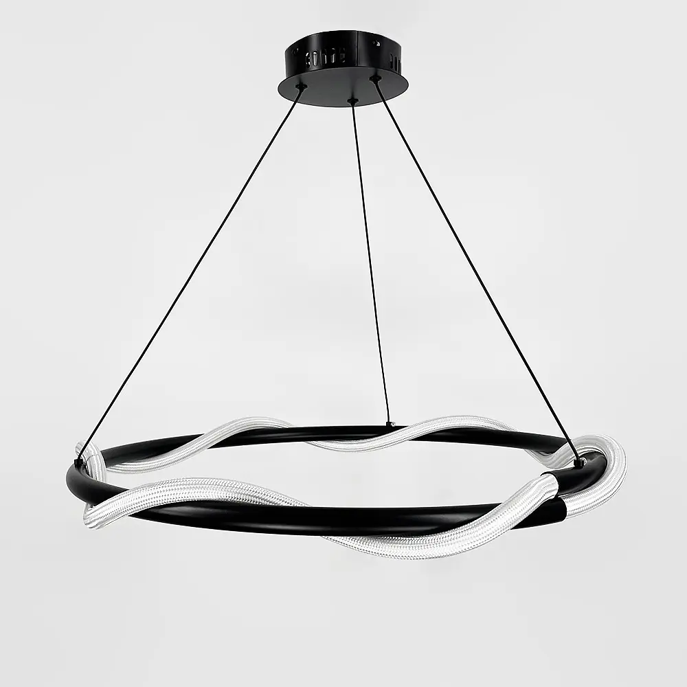 Люстра с черным кольцом и оплетенным неоном Ø 60 см | Ст. JU 25-600 BK | Line F - фото 2