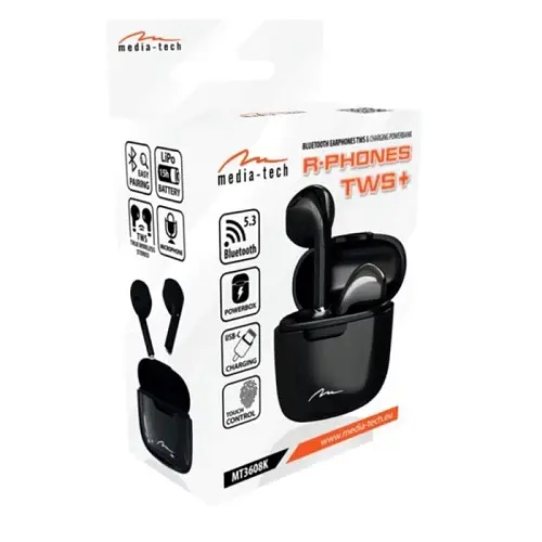 Навушники Media-Tech R-PHONES TWS (MT3608K), Black, Bluetooth, мікрофон, 110 дБ, радіус дії до 10 м, час роботи до 5 год - фото 6