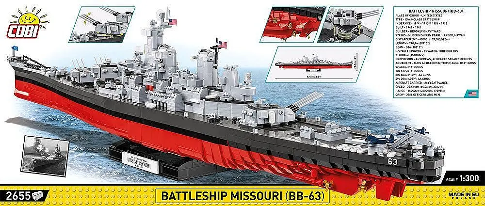 Конструктор Cobi Лінкор Міссурі BB-63 масштаб 1:300, 2665 деталей (COBI-4837) - фото 2