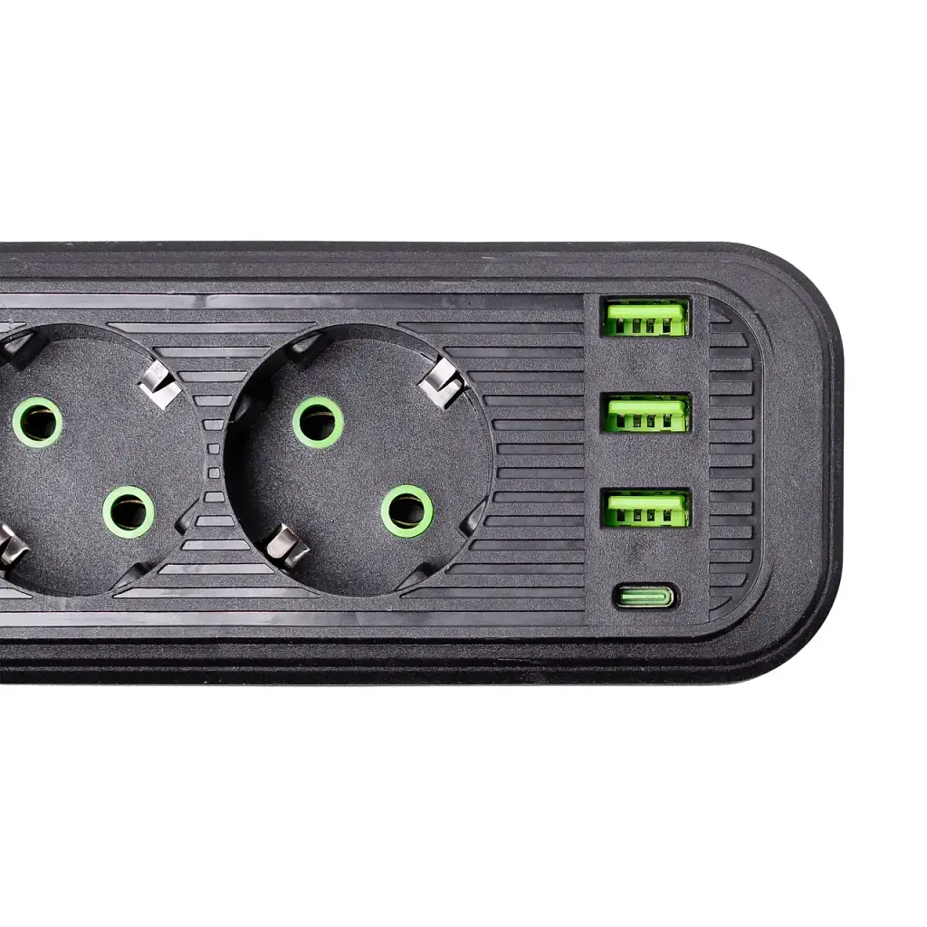 Сетевой фильтр-удлинитель Yiwu HP-5-14 EURO 1085U 5 м 4 розетки 3 USB черный  - фото 4