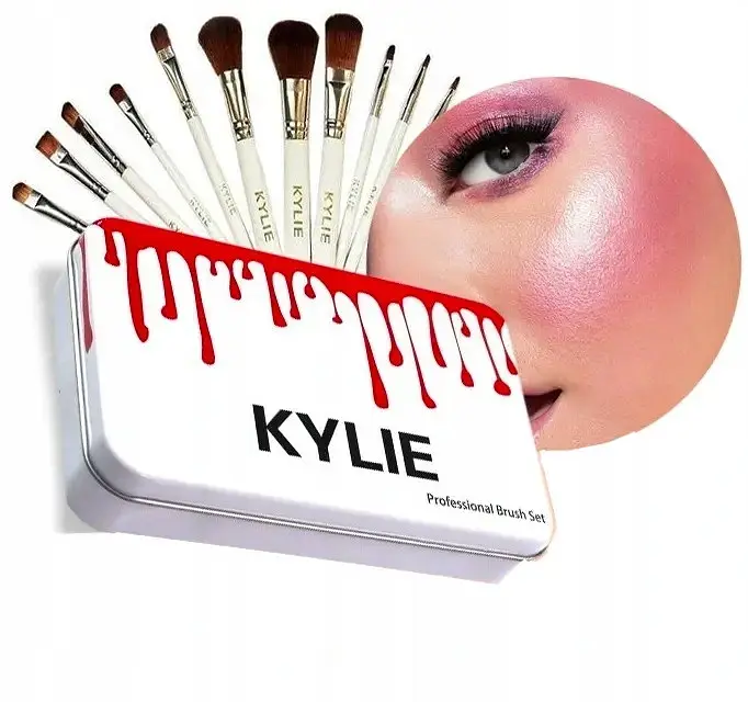 Професійні пензлики для макіяжу Kylie Professional Brush Set 12 шт. ∙ Набір кистей Kylie Professional для очей та обличчя