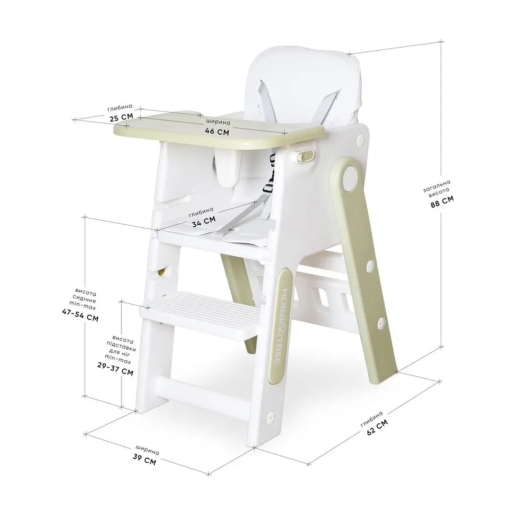 Стілець для годування Mealux Feedo White/Green (KD-F033 White/Green) - фото 3