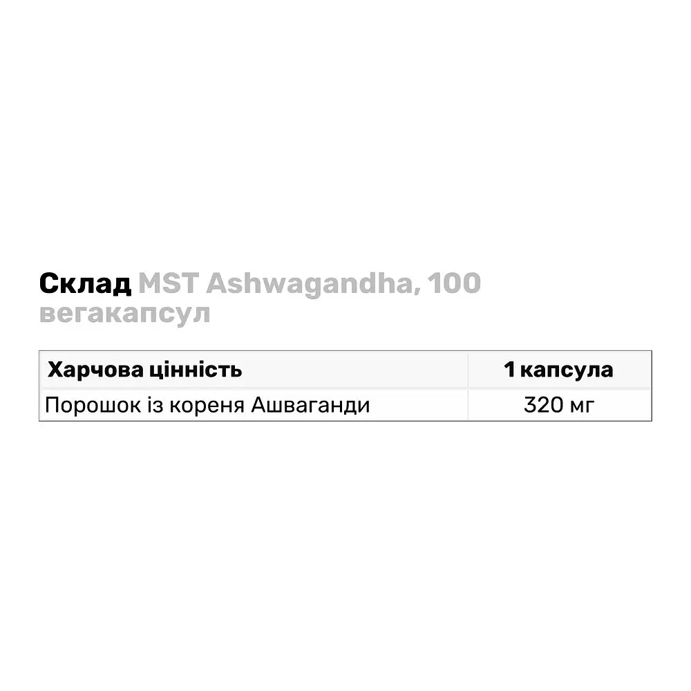 Натуральна добавка MST Ashwagandha 100 вегакапсул - фото 3