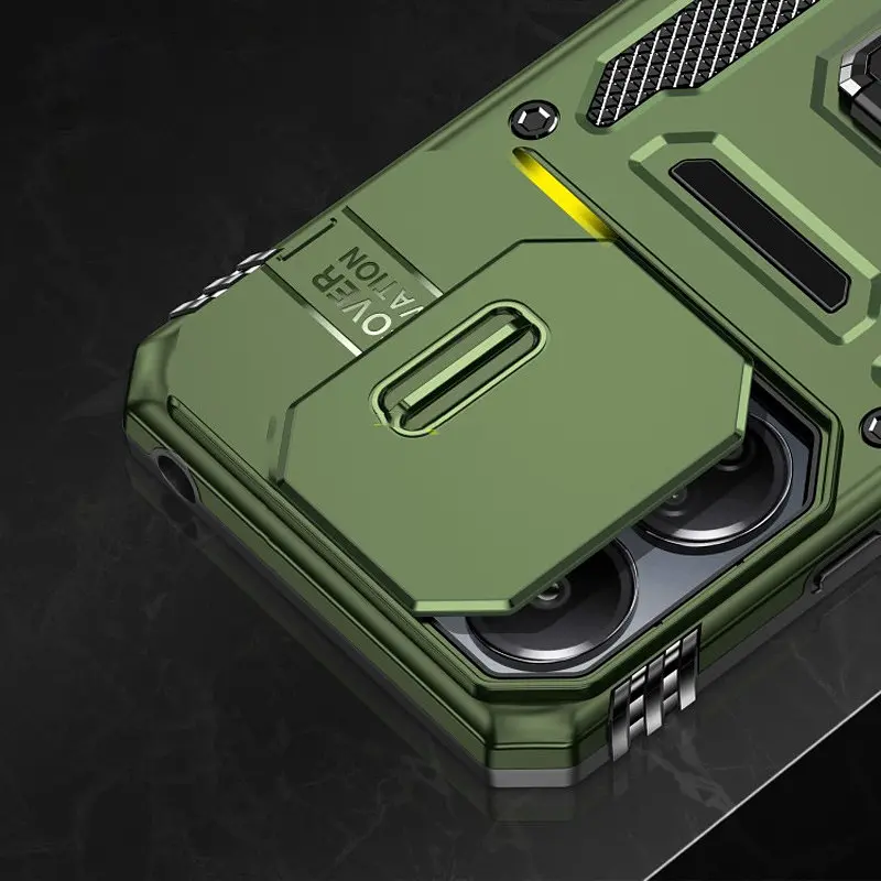 Ударопрочный чехол Camshield Army Ring для Xiaomi 14T Pro Оливковый / Army Green - фото 3