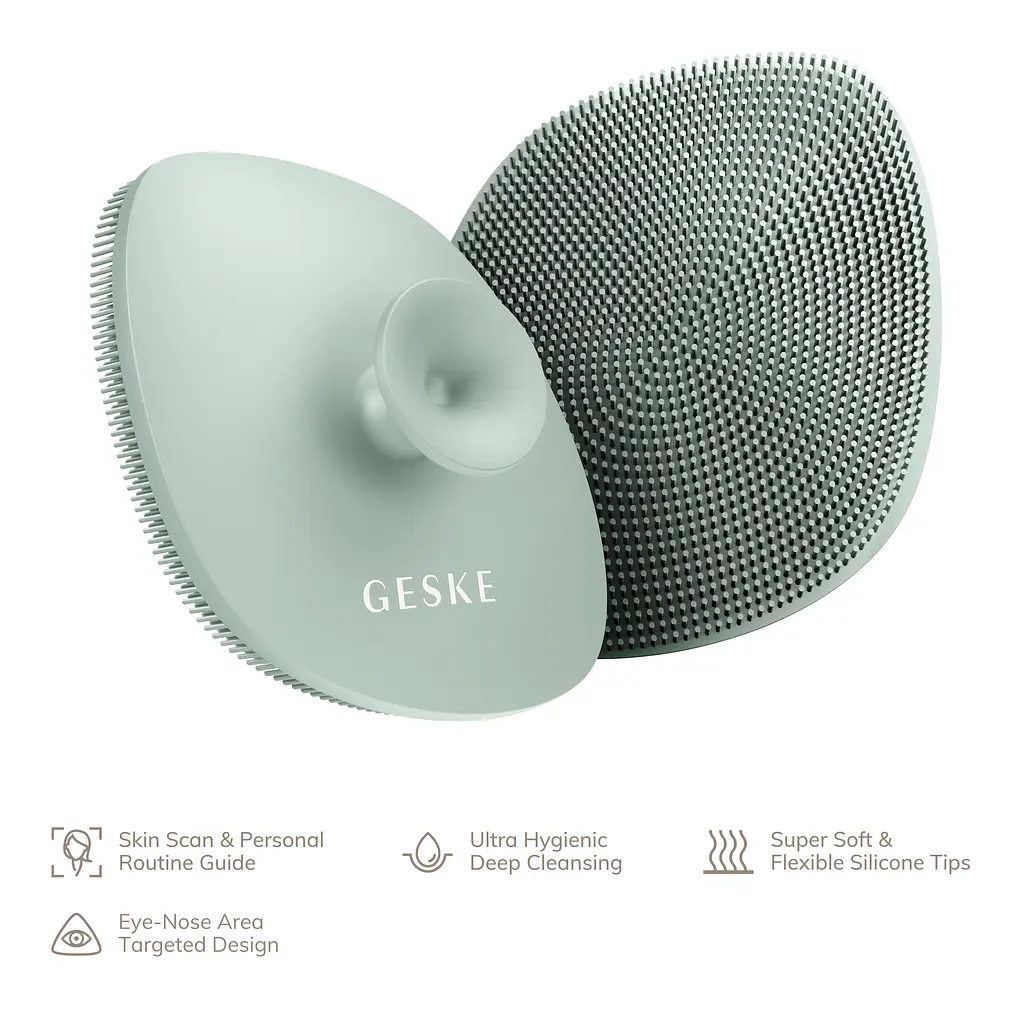 Щітка для обличчя GESKE Facial Brush 4 в 1 з тримачем зелена - фото 2