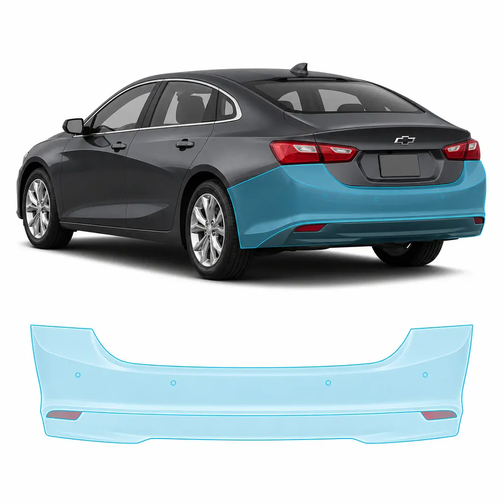Антигравійна захисна бронеплівка за лекалами для Chevrolet Malibu IX facelift 2019-2024 - задній бампер