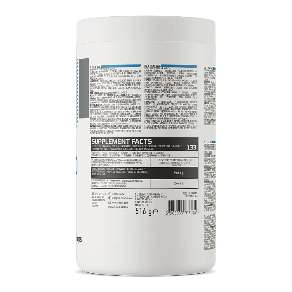 Креатин Tri Creatine Malate 3600, 400 капсул OstroVit fit0023812 - фото 2