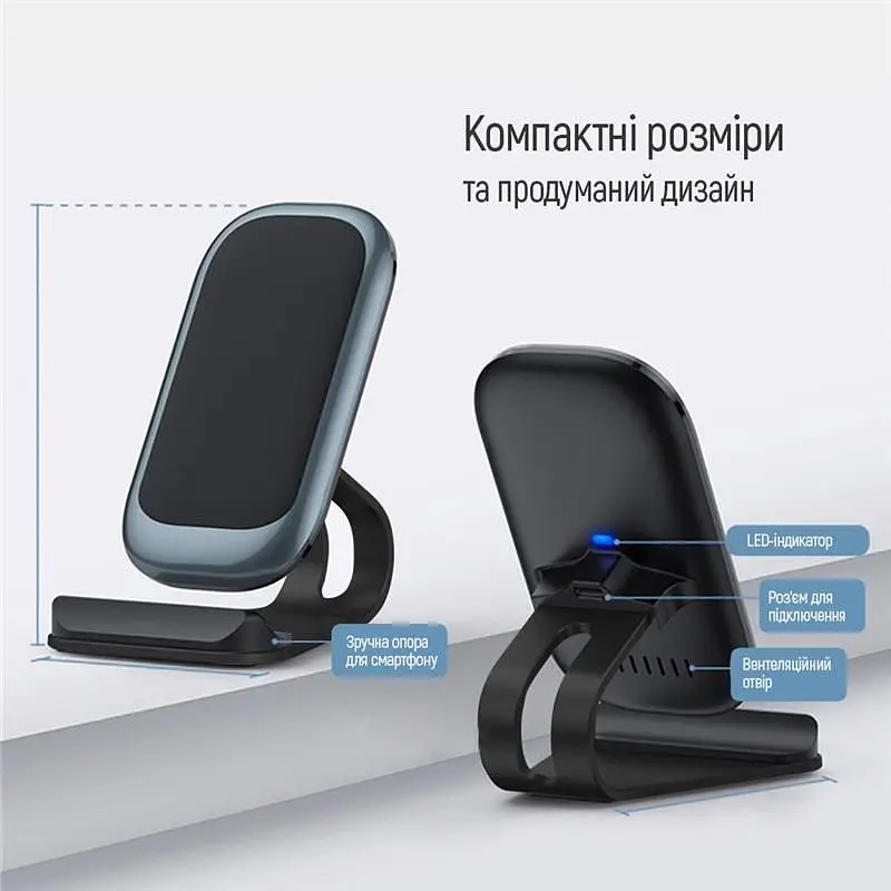 Бездротовий зарядний пристрій ColorWay Wireless Stand 10W Blue (CW-CHW30Q-BL) - фото 8