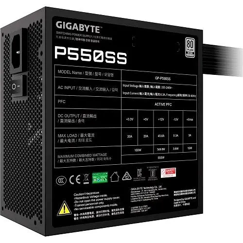 Блок живлення 550 Вт, P550SS, Black, 80+ Silver Gigabyte teh0028981 - фото 4