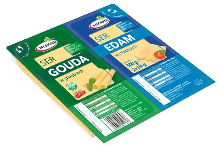 Сир Mlekpol Ser Gouda та Edam нарізаний твердий 500 г