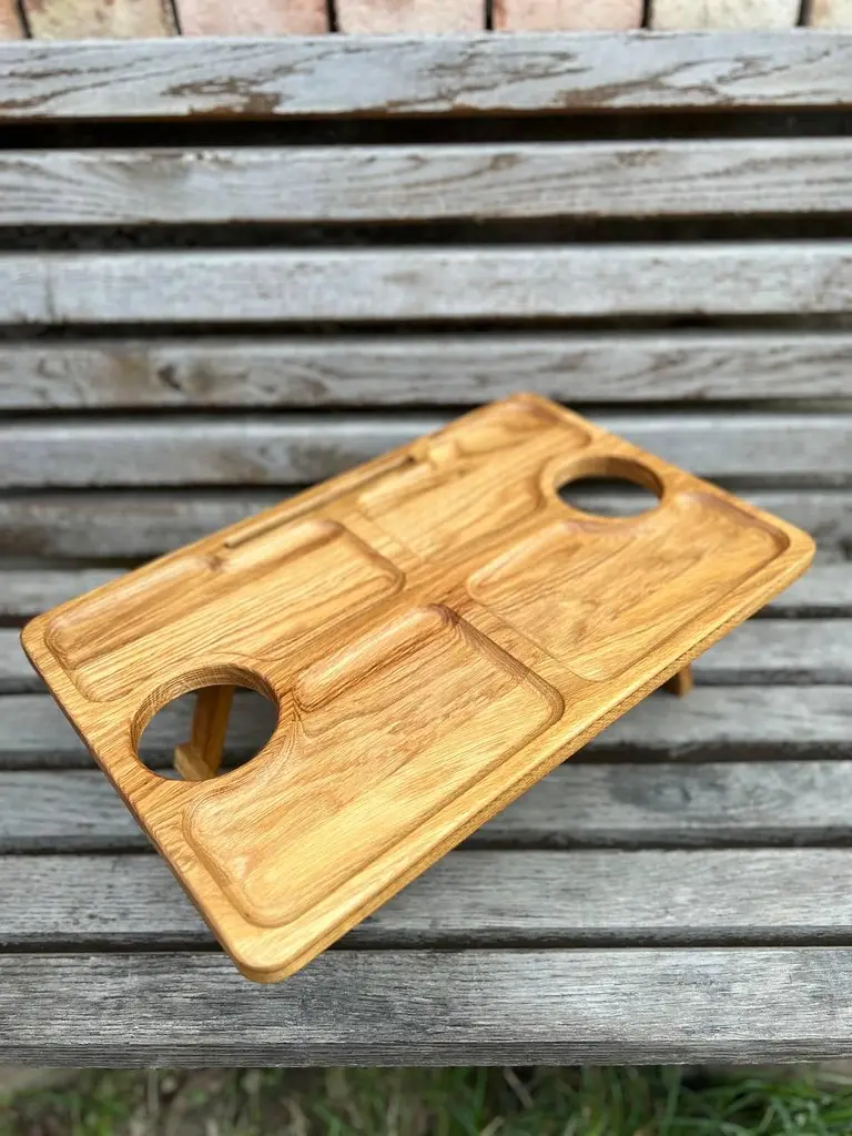 Дубовый пивной столик с подставкой для телефона 50x30x17 Дуб - фото 5