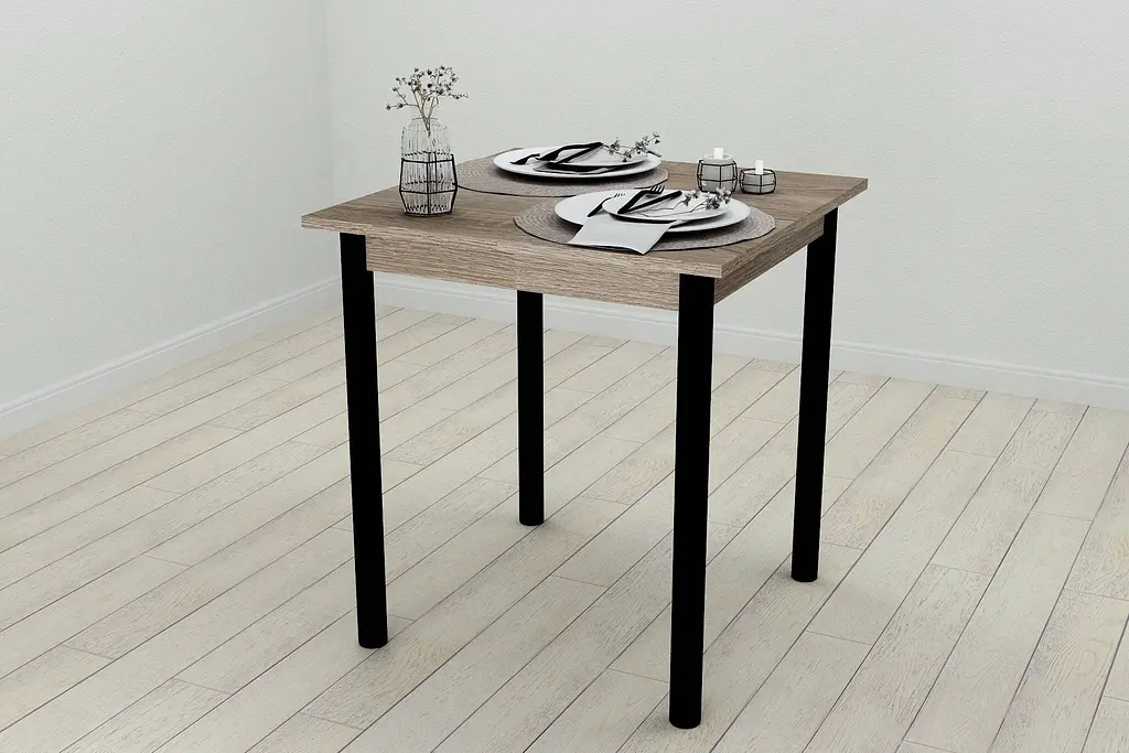 Стіл кухонний Ferrum-decor Агата 75x70x70 Чорний ДСП Сонома Трюфель 16мм (FRD-106247) - фото 2