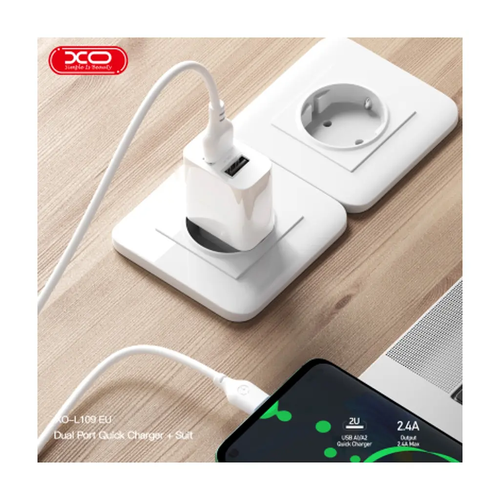 Зарядний пристрій XO L109 12W 2xUSB-A White (L109_White) - фото 8