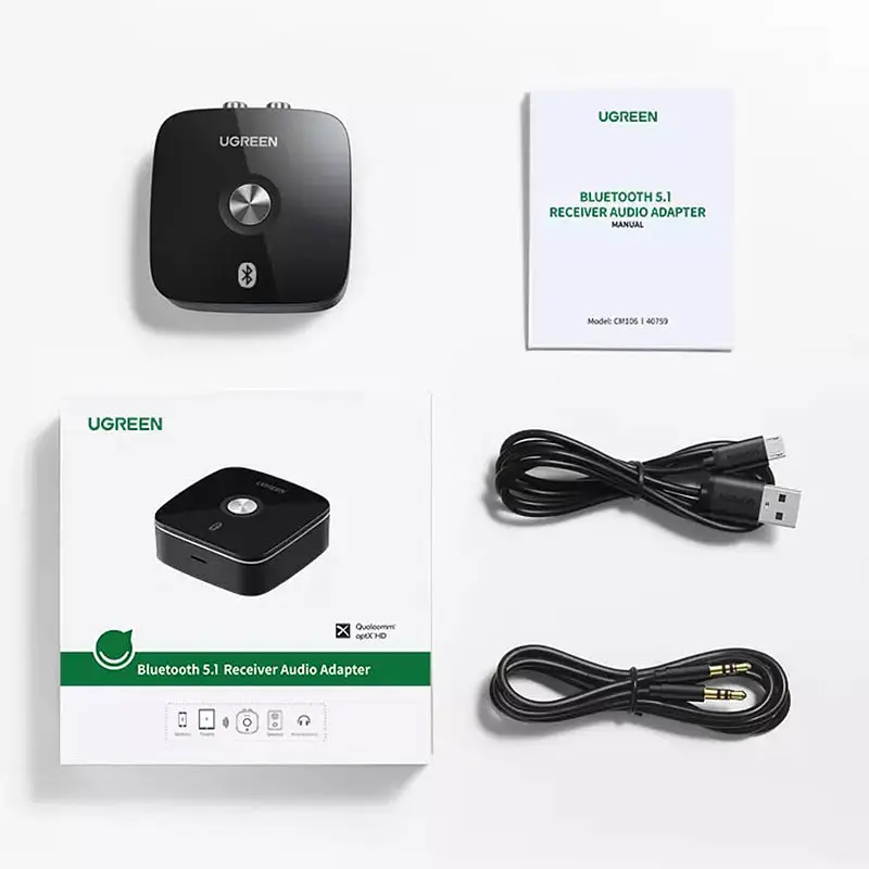 Приемник Bluetooth UGREEN Wireless Bluetooth Audio Receiver 5.1 with 3.5mm and 2RCA Adapter CM106 - фото 5