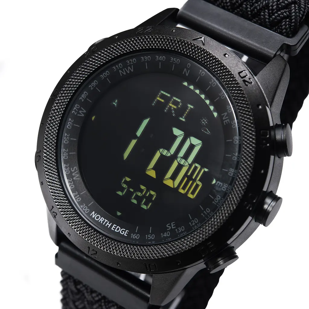 Наручний годинник чоловічий North Edge Desert Nylon Power 5BAR 2 ремінці Чорний (3590) - фото 2