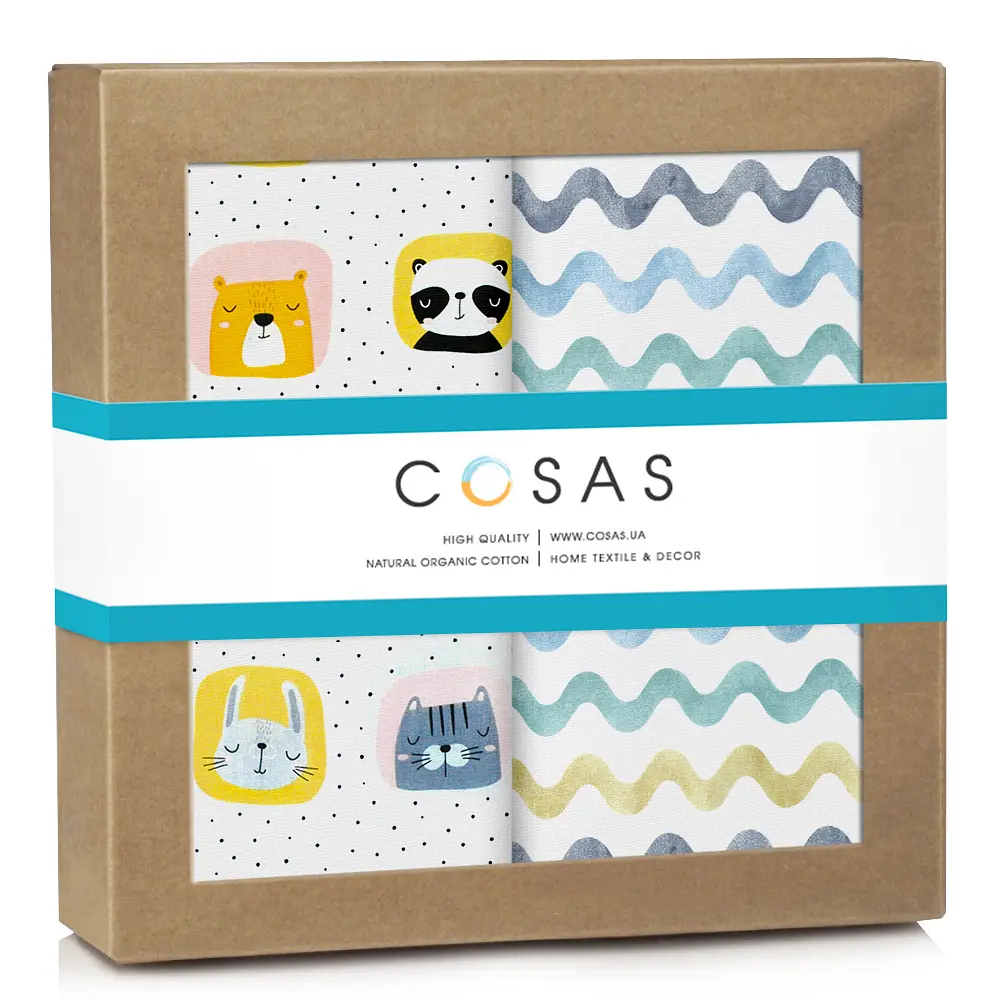 Багаторазові пелюшки дитячі COLOR ANIMALS CS3 2шт COSAS (4822052227398)