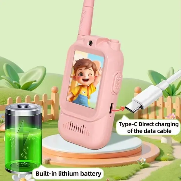 Дитяча рація з відеозв'язком XPRO Video Walkie Talkie, відео- та голосовий зв'язок, 2 рації, Type-C, HD-камера, дальність зв'язку до 300 м - синій + рожевий (50323-20130_731) - фото 11
