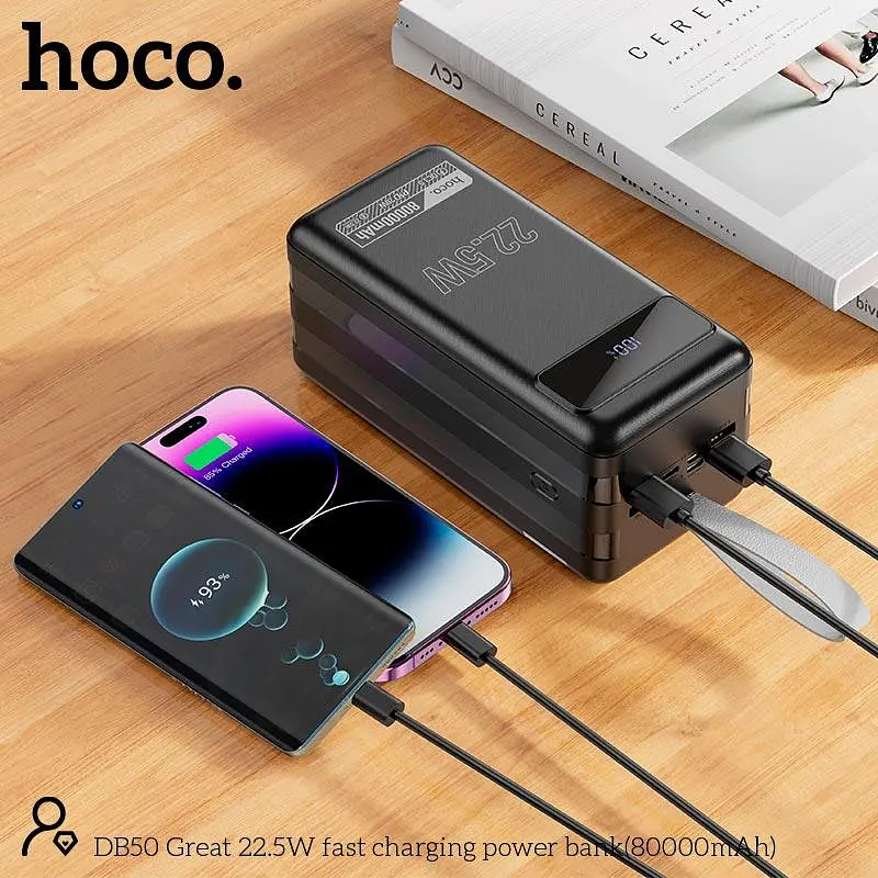 Універсальна мобільна батарея HOCO DB50 Great fast charging power bank 80000mAh 2Type-C + 4USB 22.5W - фото 5