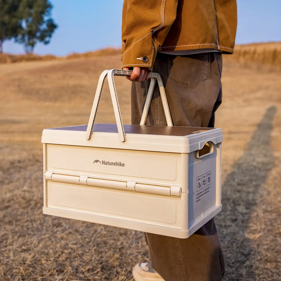 Складаний контейнер для зберігання з ручками Naturehike Lingyue R CNK2550XB017, 25 л, світло-бежево-сірий - фото 2
