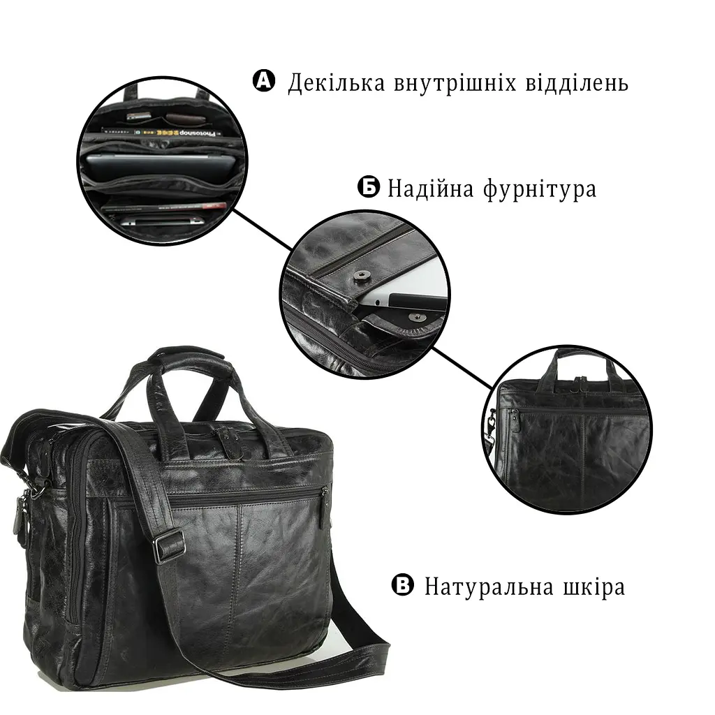 Сумка мужская Vintage 39х36х12,5 см sum0028971 - фото 4