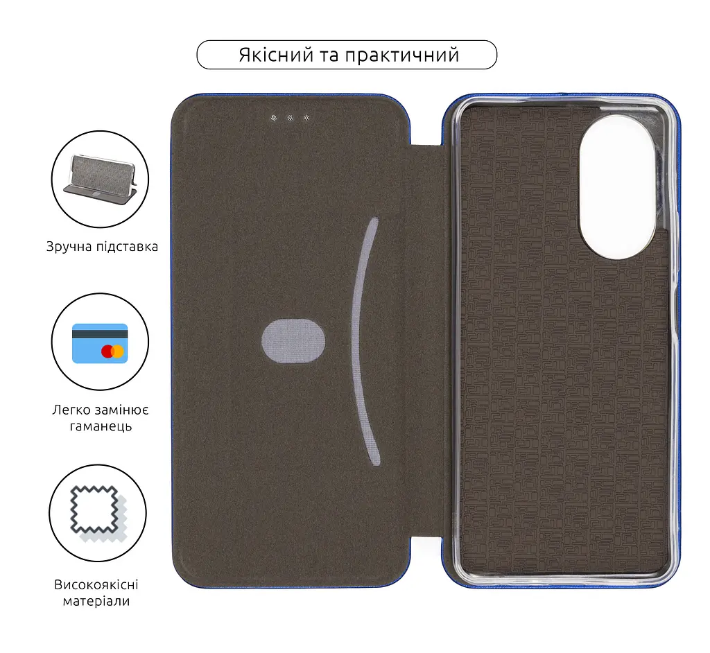 Чехол-книжка для OPPO A58 4G, G-Case, синий, кожаный чехол-книга из экокожи (PU) и TPU, с магнитом, с подставкой и вместительным кардхолдером, противоударный, защита всего корпуса, ArmorStandart (ARM66479) - фото 3