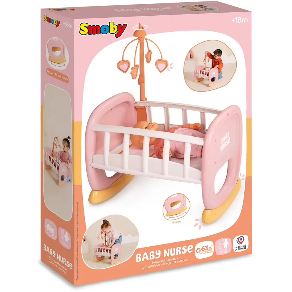 Колиска Smoby Toys Бебi Ньорс з мобілем терракотова пудра (7600220390) - фото 2