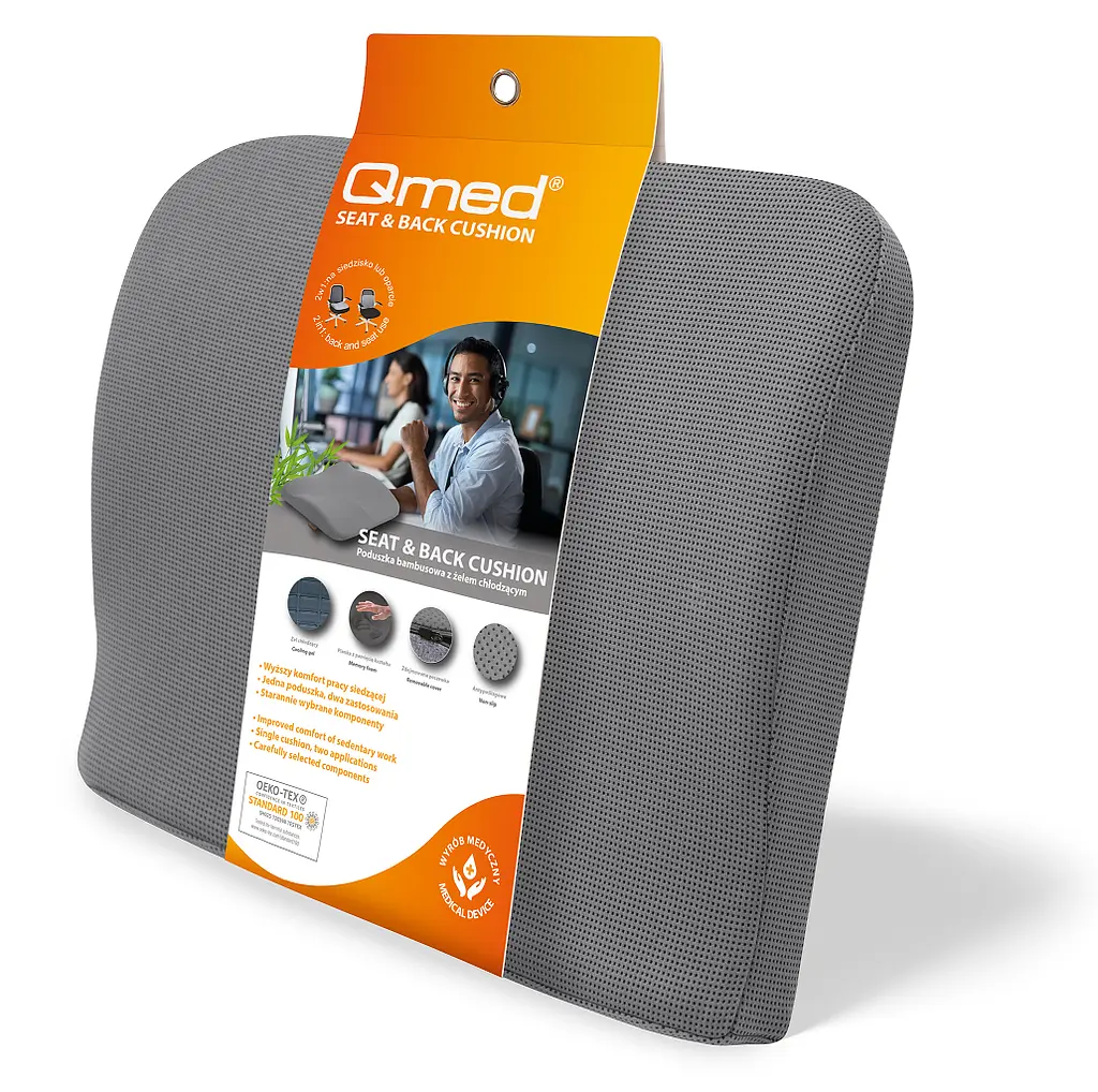 Бамбукова подушка для крісла з охолоджуючим гелем Seat Back Cushion 2 в 1 Qmed med0001396 - фото 4