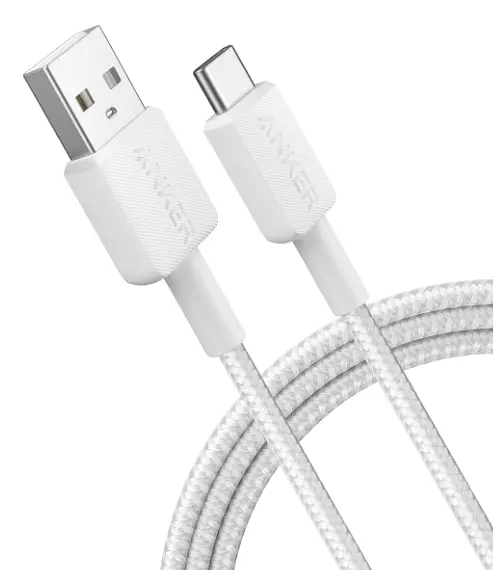 Кабель Anker 322 USB-A to USB-C - 0.9m Nylon White (6908155) - фото 3