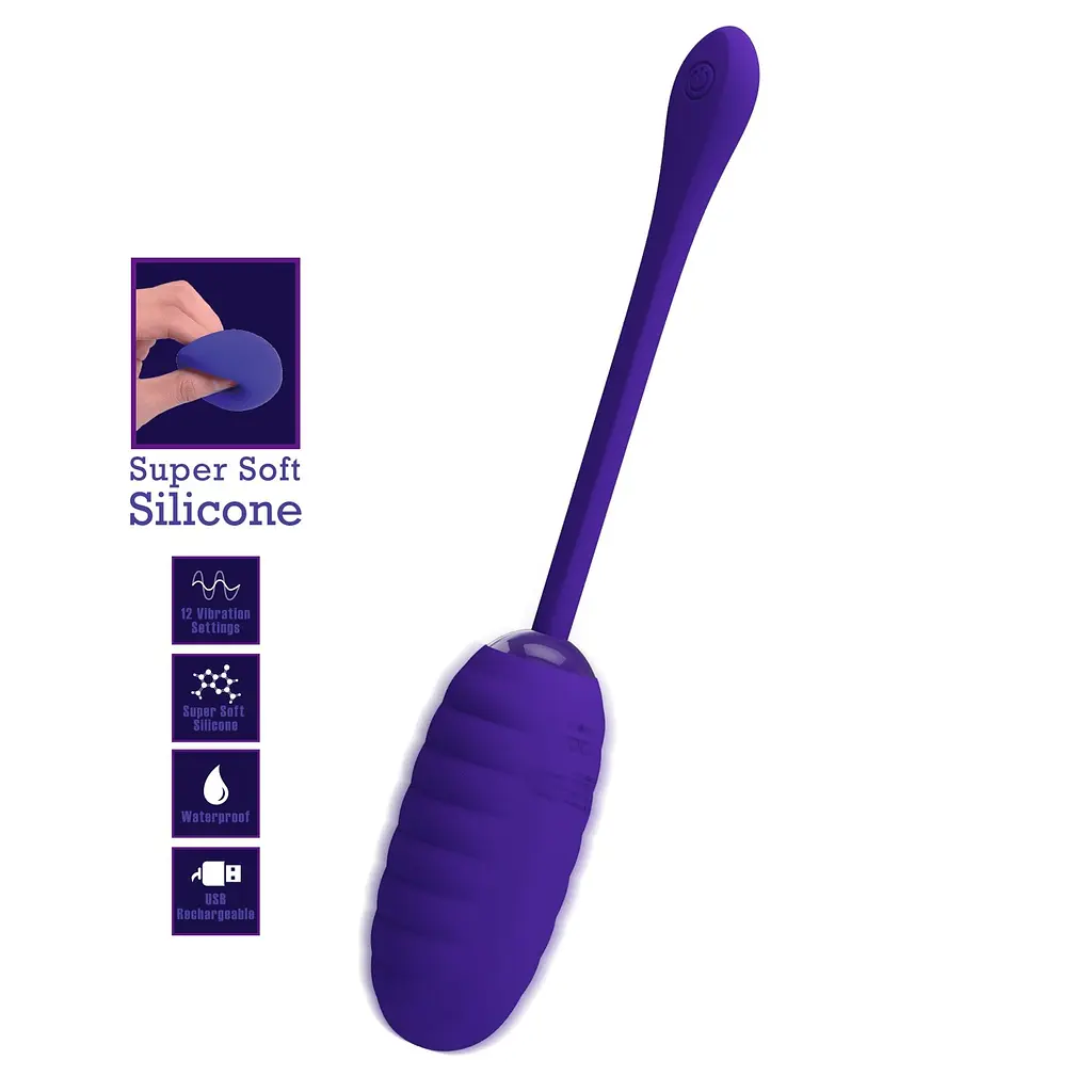 Віброяйце Pretty Love Kirk Super Soft Silicone 19.7 см (синій) - фото 17