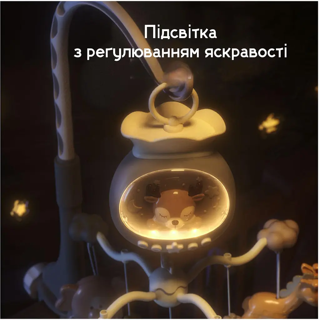 Мобіль на ліжечко з пультом, дитяча карусель для новонароджених немовлят мобілі 2 в 1 з таймером, колискові та звуки (сolombokid 5033A) - фото 9