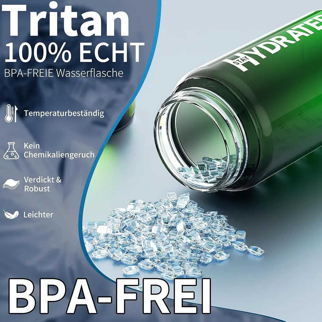 Пляшка для води Hydrated Water Bottle 1000 мл Tritan Green Black - фото 5