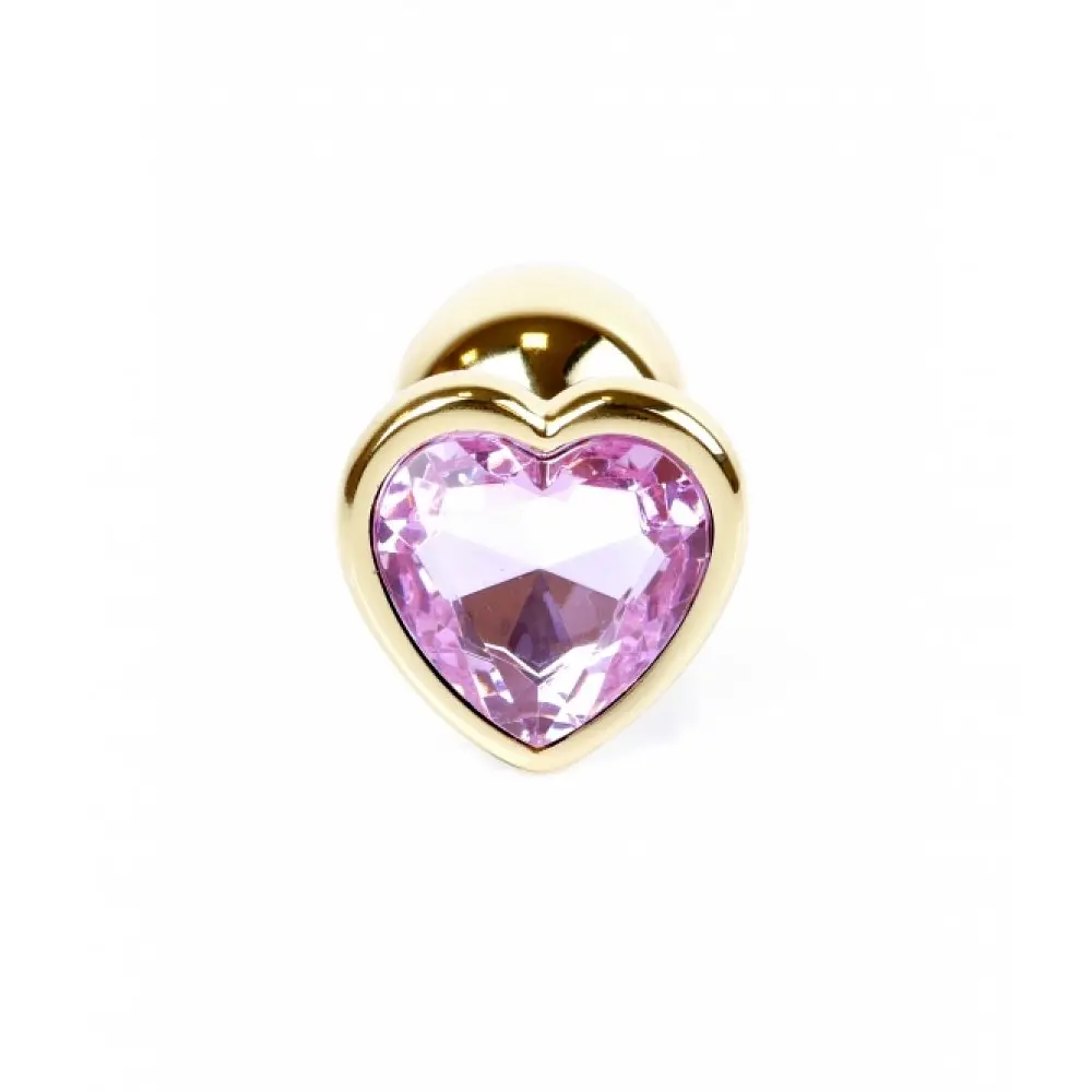 Анальна пробка з кристалом B-Series Jewellery Gold Heart Plug Rose, 7х2,7 см, рожевий - фото 5