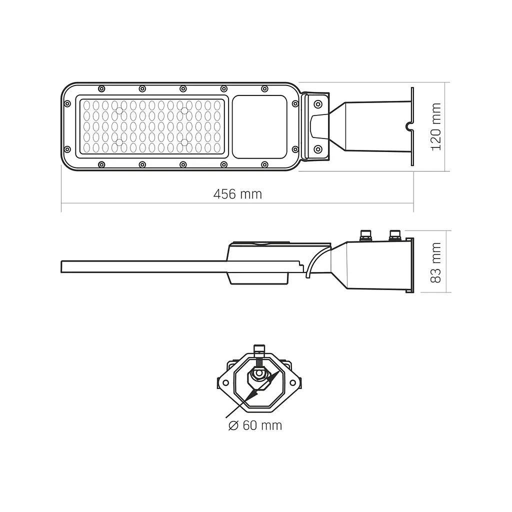 LED ліхтар вуличний VIDEX IP65 SLE17 50W 5500Lm 5000K 220V VIDEX (27956-000) - фото 8