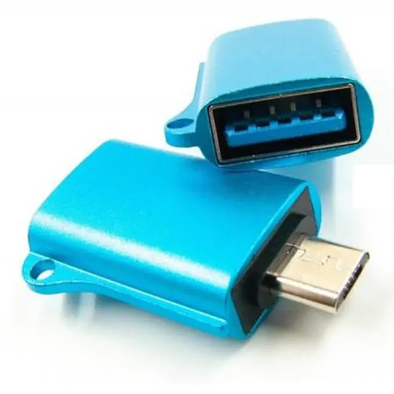 Перехідник OTG USB 2.0 AF to Micro 5P blue Dengos (ADP-020) - фото 2