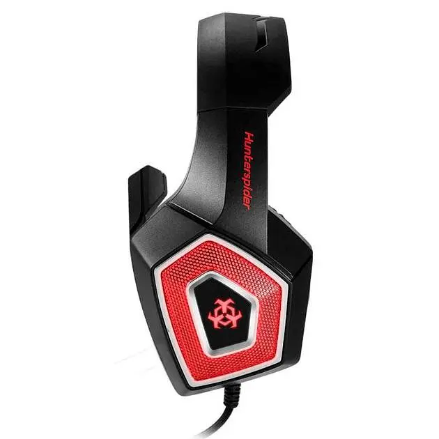 Провідна ігрова гарнітура Hunterspider Gaming with LED V1, USB, 3.5mm, 2m, black-red - фото 3