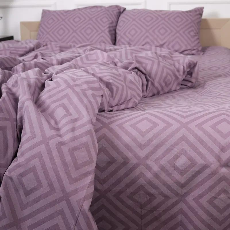 Простирадло MirSon Бязь 17-0626 Geometry Purple 220х150 см (2200008205423) - фото 2