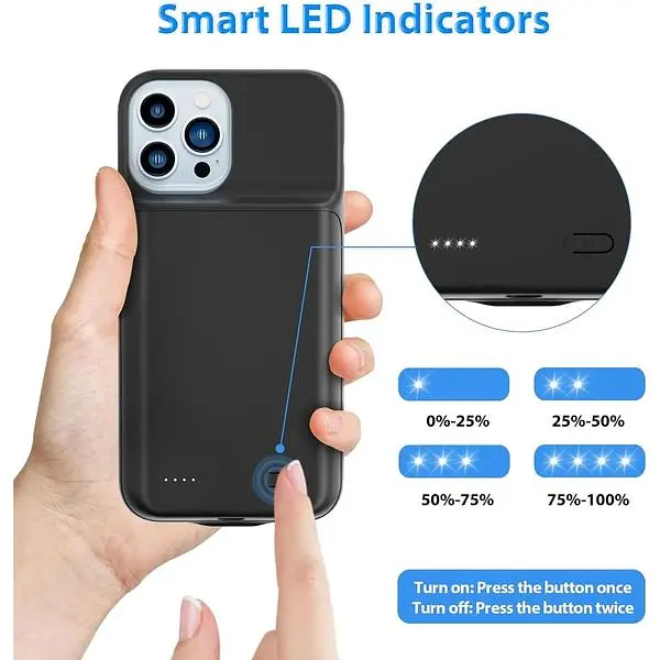 Чохол Huobao для iPhone 13 Pro Max 6000 мАг додатковий чохол для заряджання акумулятора - фото 3