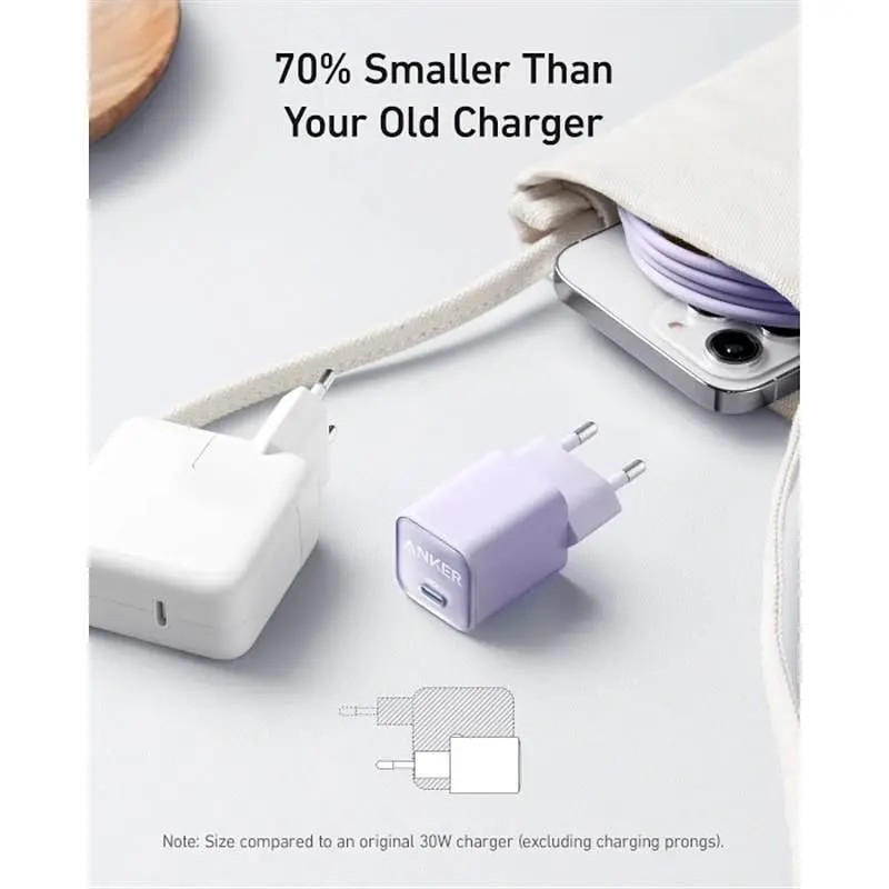 Мережевий зарядний пристрій Anker PowerPort 511 Nano III White, 30 W USB Type-C (A2147G21) - фото 3
