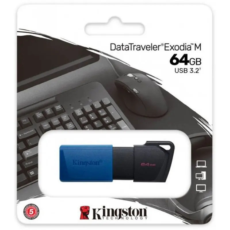 Флэш память Kingston 64GB Exodia M Black/Blue (DTXM/64GB) - фото 9