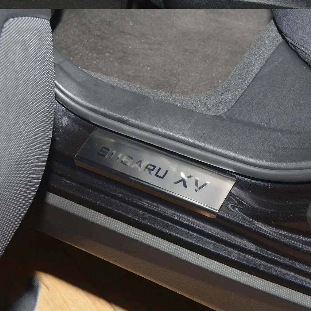 Накладки на пороги для Subaru XV 2011-2017 Нержавіюча сталь із загином та Логотипом 4 шт (Premium P-SB09) - фото 2