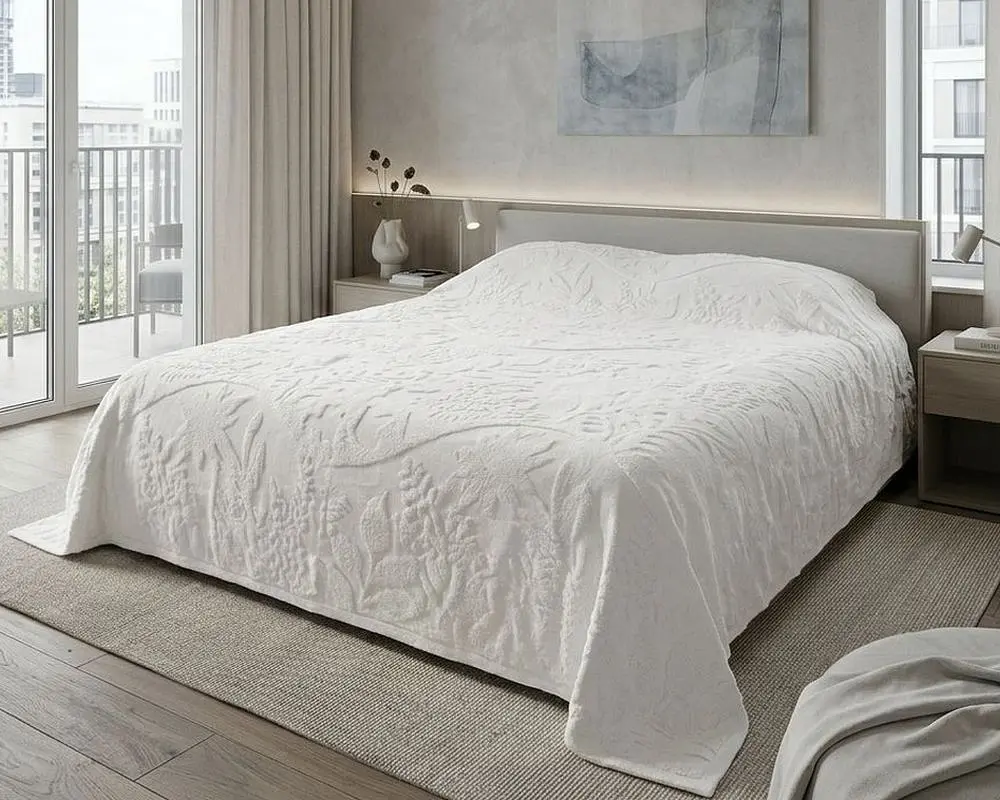 Простирадло махрове жакардове Parisa Home Premium 200х220 щільність 470 г/м2 кремове