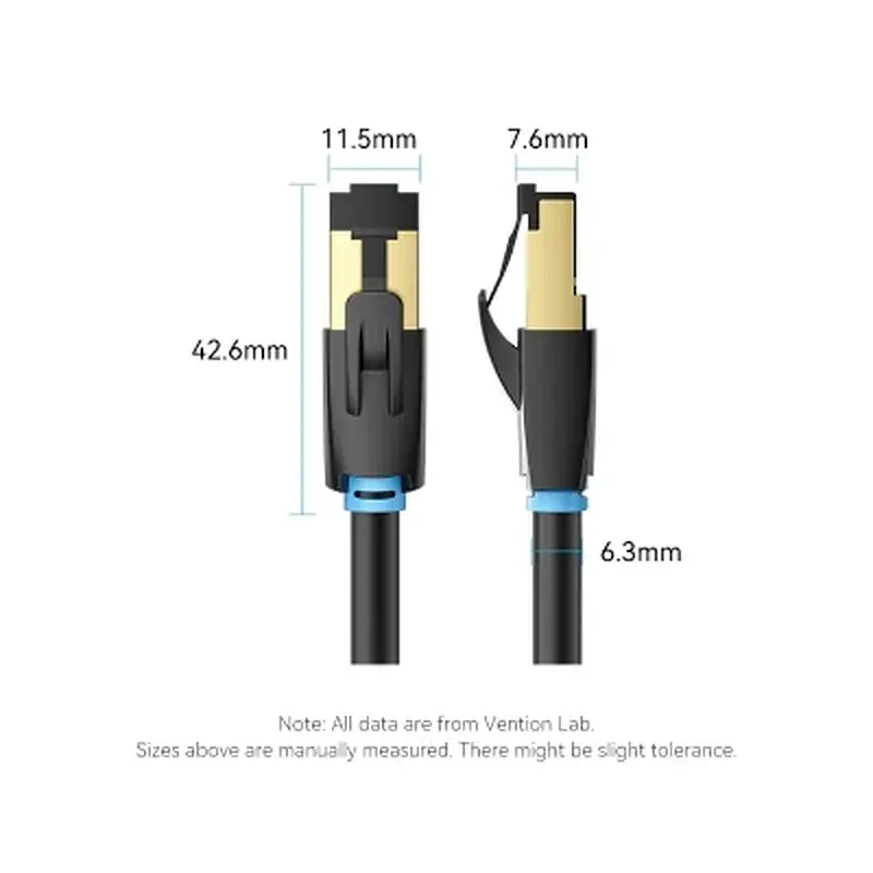 Патч-корд 1м, S/FTP cat 8 RJ-45 black Vention (IKABF) - фото 12