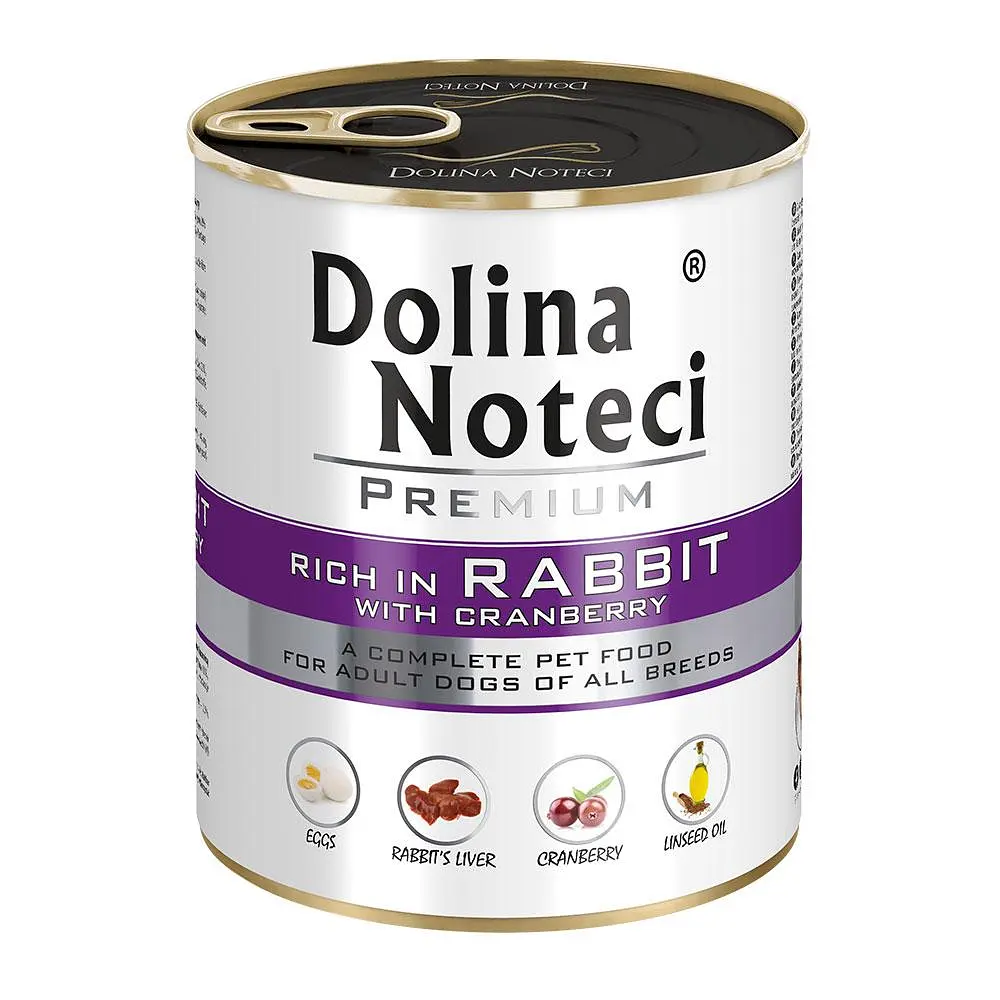 Вологий корм для собак Dolina Noteci Premium з кроликом та журавлиною банка 800 г